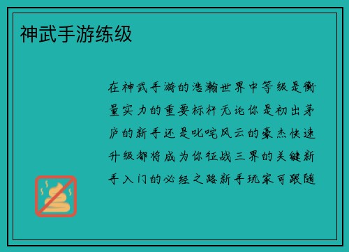 神武手游练级